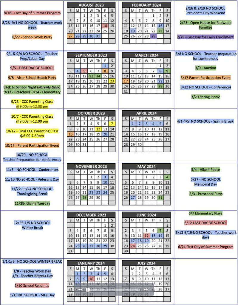 School calendar image