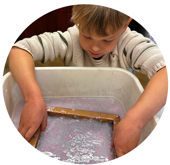 Paper making, Tara Redwood School,Soquel,CA field trip